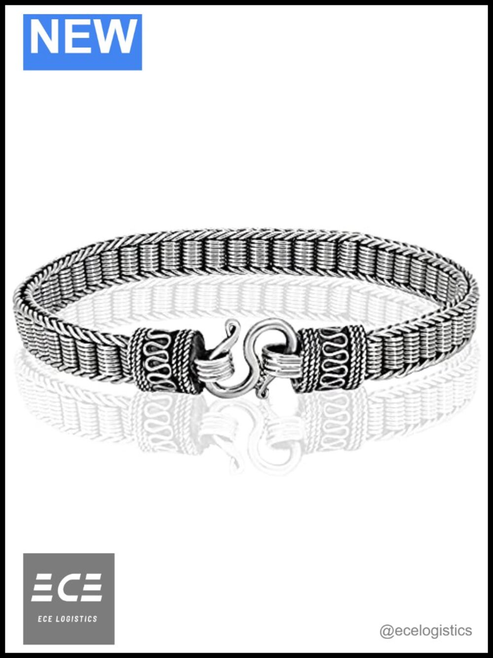 925 Sterling Silver Braided Chain Bracelet for Men 8mm Wide